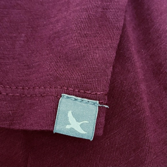 Eddie Bauer Tribal Embroidered Cotton Cap Sleeve T-shirt Boho Maroon Wine XS NEW - Picture 3 of 10